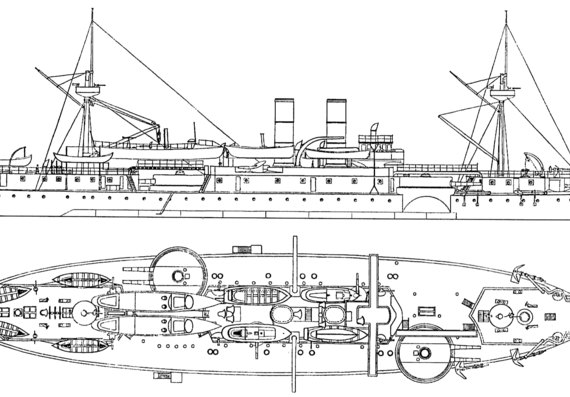 Корабль USS Maine [Battleship] (1895) - чертежи, габариты, рисунки